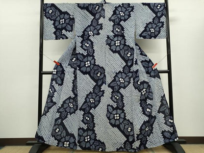 平和屋着物∴夏物　浴衣　有松鳴海絞り　草花文　綿　逸品　CABK6453ze