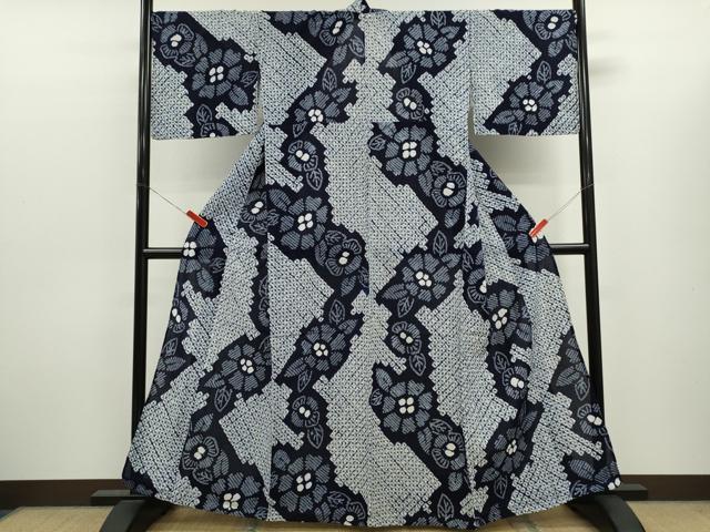 平和屋着物∴夏物　浴衣　有松鳴海絞り　草花文　綿　逸品　CABK6453ze