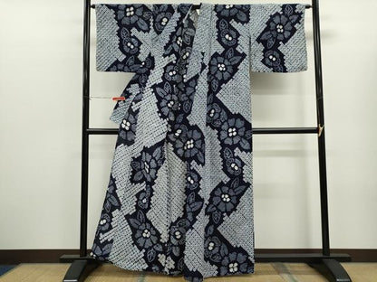 平和屋着物∴夏物　浴衣　有松鳴海絞り　草花文　綿　逸品　CABK6453ze