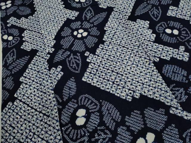 平和屋着物∴夏物　浴衣　有松鳴海絞り　草花文　綿　逸品　CABK6453ze
