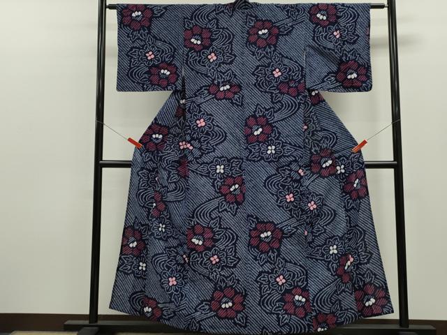 平和屋着物∴夏物　浴衣　有松鳴海絞り　流水草花文　綿　逸品　CABK6454ze