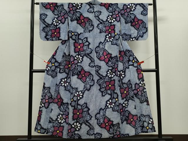 平和屋着物∴夏物　浴衣　有松鳴海絞り　枝花文　綿　逸品　CABK6455ze
