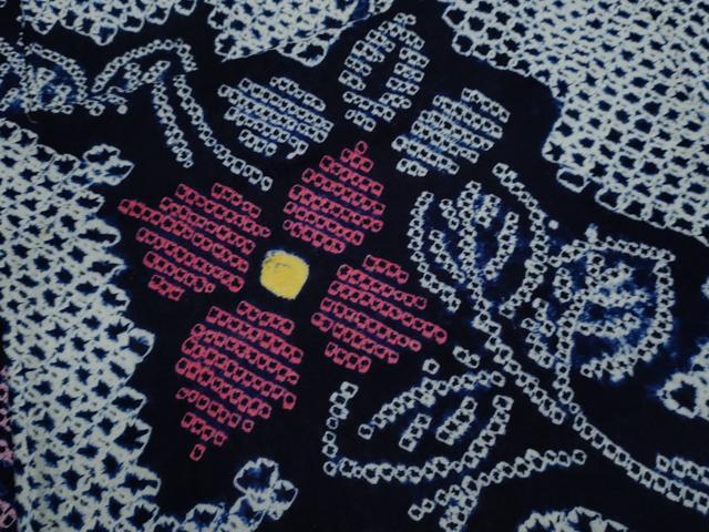 平和屋着物∴夏物　浴衣　有松鳴海絞り　枝花文　綿　逸品　CABK6455ze