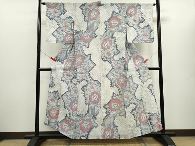 平和屋着物∴夏物　浴衣　有松鳴海絞り　草花文　綿　逸品　CABK6459ze