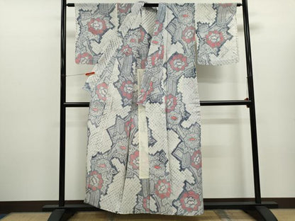 平和屋着物∴夏物　浴衣　有松鳴海絞り　草花文　綿　逸品　CABK6459ze