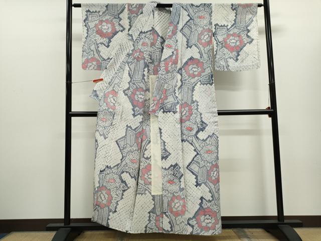 平和屋着物∴夏物　浴衣　有松鳴海絞り　草花文　綿　逸品　CABK6459ze