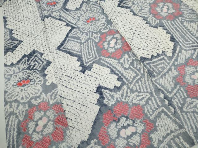 平和屋着物∴夏物　浴衣　有松鳴海絞り　草花文　綿　逸品　CABK6459ze