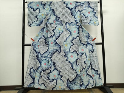 平和屋着物∴夏物　浴衣　有松鳴海絞り　草花文　綿　逸品　CABK6461ze