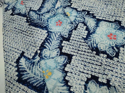 平和屋着物∴夏物　浴衣　有松鳴海絞り　草花文　綿　逸品　CABK6461ze