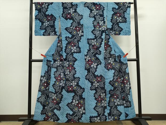 平和屋着物∴夏物　浴衣　有松鳴海絞り　枝花文　綿　逸品　CABK6462ze