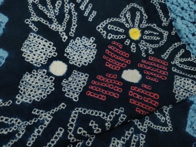 平和屋着物∴夏物　浴衣　有松鳴海絞り　枝花文　綿　逸品　CABK6462ze