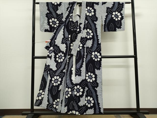 平和屋着物∴夏物　浴衣　有松鳴海絞り　草花文　綿　逸品　CABK6463ze