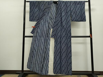 平和屋着物∴夏物　浴衣　有松鳴海絞り　立涌文　綿　逸品　CABK6464ze