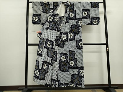 平和屋着物∴夏物　浴衣　有松鳴海絞り　市松草花文　綿　逸品　CABK6470ze