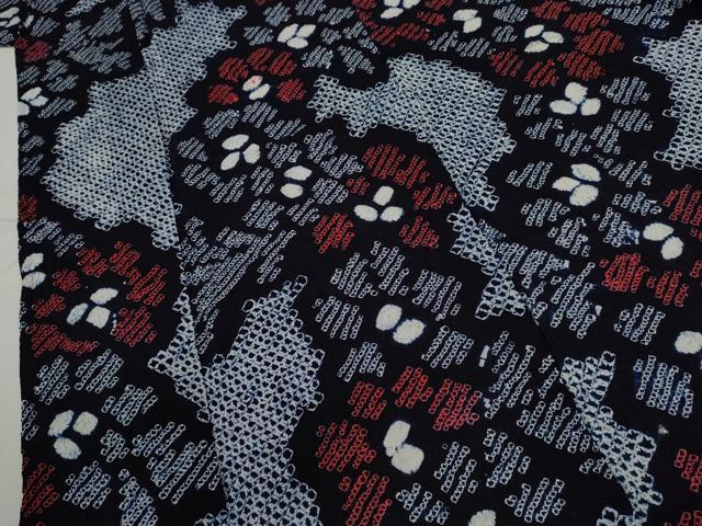 平和屋着物∴夏物　浴衣　有松鳴海絞り　舞花文　綿　逸品　CABK6472ze