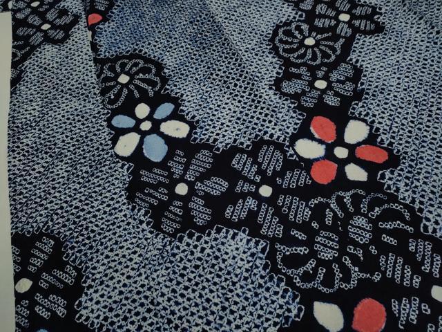 平和屋着物∴夏物　浴衣　有松鳴海絞り　舞花文　綿　逸品　CABK6473ze