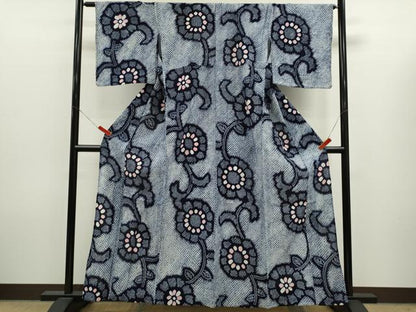 平和屋着物∴夏物　浴衣　有松鳴海絞り　枝花文　綿　逸品　CABK6474ze