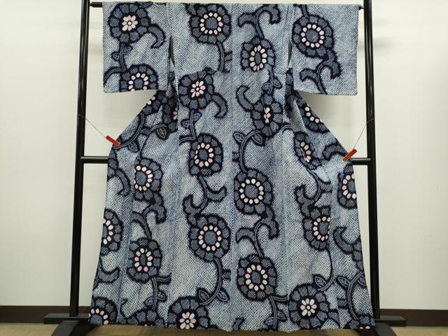 平和屋着物∴夏物　浴衣　有松鳴海絞り　枝花文　綿　逸品　CABK6474ze