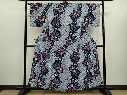 平和屋着物∴夏物　浴衣　有松鳴海絞り　枝花文　綿　逸品　CABK6475ze