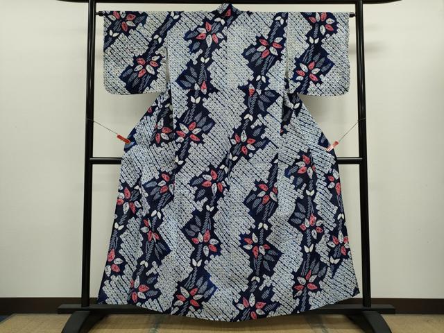 平和屋着物∴夏物　浴衣　有松鳴海絞り　枝花文　綿　逸品　CABK6475ze