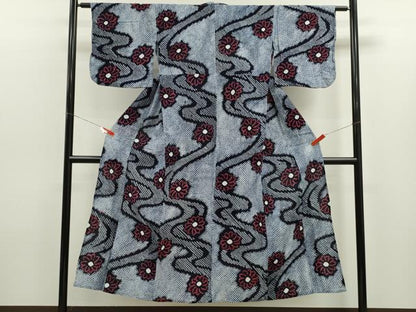 平和屋着物∴夏物　浴衣　有松鳴海絞り　流水花文　綿　逸品　CABK6476ze