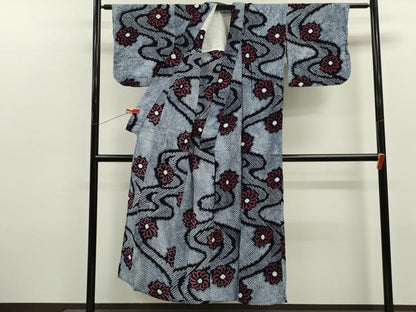 平和屋着物∴夏物　浴衣　有松鳴海絞り　流水花文　綿　逸品　CABK6476ze