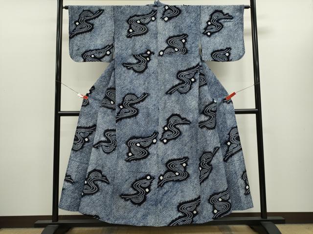 平和屋着物∴夏物　浴衣　有松鳴海絞り　流水文　綿　逸品　CABK6478ze