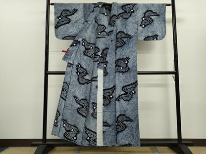 平和屋着物∴夏物　浴衣　有松鳴海絞り　流水文　綿　逸品　CABK6478ze