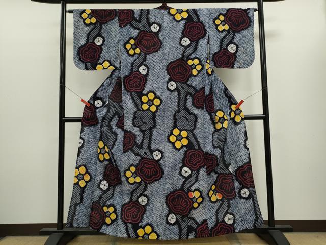 平和屋着物∴夏物　浴衣　有松鳴海絞り　枝梅文　綿　逸品　CABK6479ze