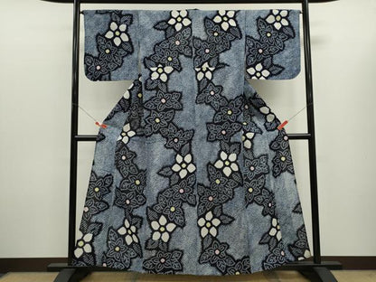 平和屋着物∴夏物　浴衣　有松鳴海絞り　草花文　綿　逸品　CABK6482ze
