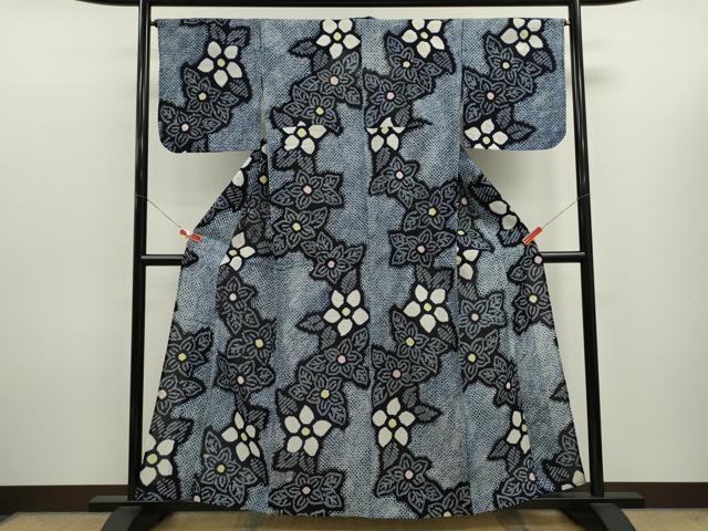 平和屋着物∴夏物　浴衣　有松鳴海絞り　草花文　綿　逸品　CABK6482ze