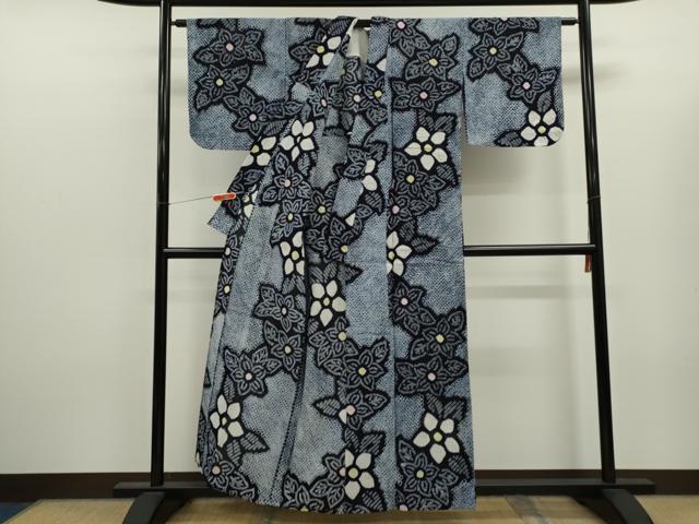 平和屋着物∴夏物　浴衣　有松鳴海絞り　草花文　綿　逸品　CABK6482ze