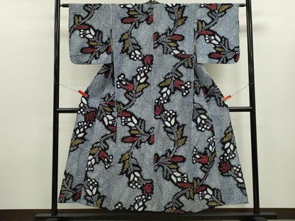 平和屋着物∴夏物　浴衣　有松鳴海絞り　枝花文　綿　逸品　CABK6483ze