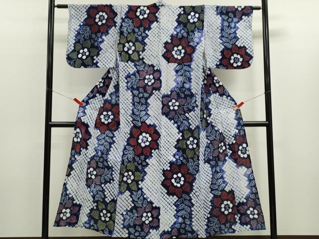 平和屋着物∴夏物　浴衣　有松鳴海絞り　枝花文　綿　逸品　未使用　CABK6488ze