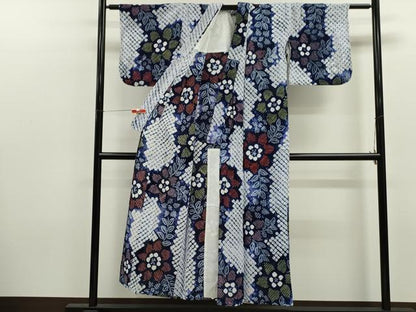 平和屋着物∴夏物　浴衣　有松鳴海絞り　枝花文　綿　逸品　未使用　CABK6488ze