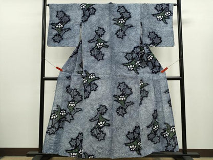 平和屋着物∴夏物　浴衣　有松鳴海絞り　草花文　綿　逸品　CABK6489ze