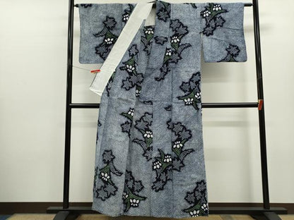 平和屋着物∴夏物　浴衣　有松鳴海絞り　草花文　綿　逸品　CABK6489ze