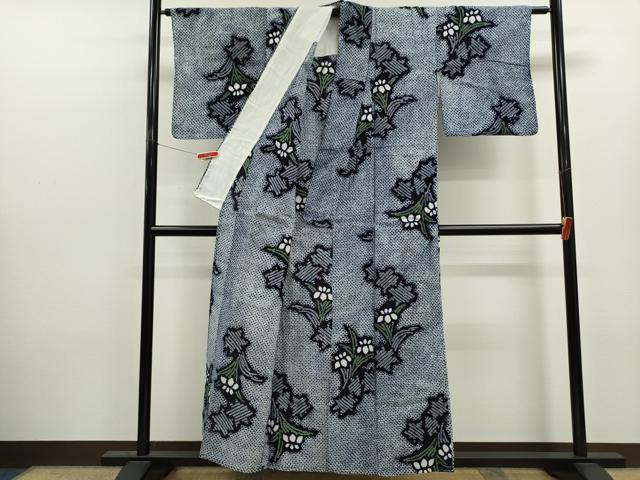 平和屋着物∴夏物　浴衣　有松鳴海絞り　草花文　綿　逸品　CABK6489ze