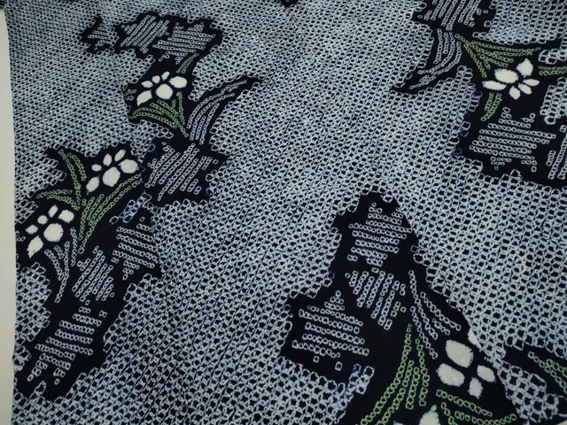 平和屋着物∴夏物　浴衣　有松鳴海絞り　草花文　綿　逸品　CABK6489ze