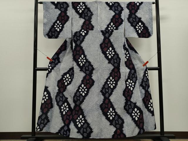 平和屋着物∴夏物　浴衣　有松鳴海絞り　菱花文　綿　逸品　CABK6491ze