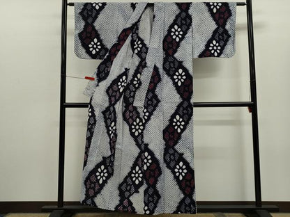 平和屋着物∴夏物　浴衣　有松鳴海絞り　菱花文　綿　逸品　CABK6491ze