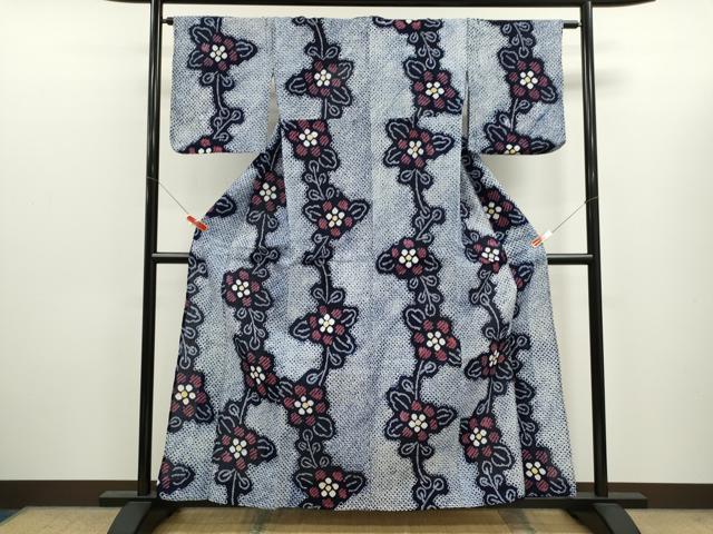 平和屋着物∴夏物　浴衣　有松鳴海絞り　枝花文　綿　逸品　CABK6494ze