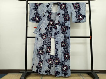平和屋着物∴夏物　浴衣　有松鳴海絞り　枝花文　綿　逸品　CABK6494ze
