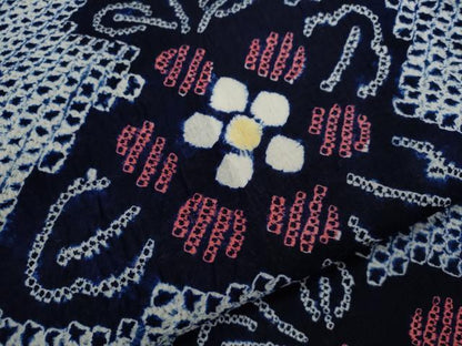 平和屋着物∴夏物　浴衣　有松鳴海絞り　枝花文　綿　逸品　CABK6494ze
