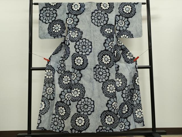 平和屋着物∴夏物　浴衣　有松鳴海絞り　舞花文　綿　逸品　CABK6496ze