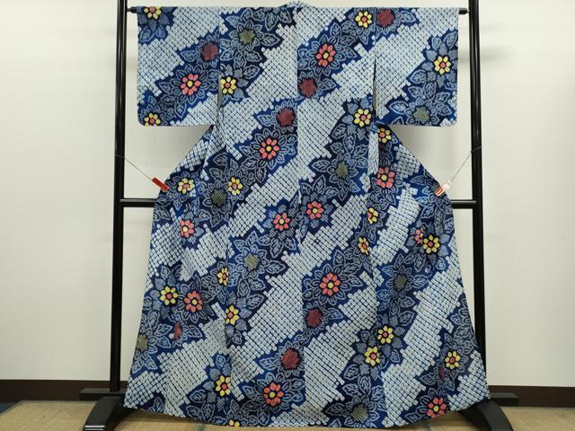 平和屋着物∴夏物　浴衣　有松鳴海絞り　草花文　綿　逸品　未使用　CABK6497ze