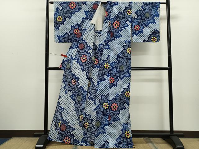 平和屋着物∴夏物　浴衣　有松鳴海絞り　草花文　綿　逸品　未使用　CABK6497ze