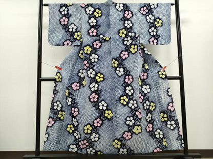 平和屋着物∴夏物　浴衣　有松鳴海絞り　枝花文　綿　逸品　CABK6498ze