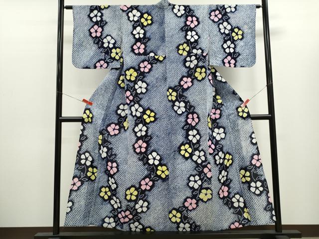 平和屋着物∴夏物　浴衣　有松鳴海絞り　枝花文　綿　逸品　CABK6498ze