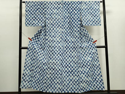 平和屋着物∴夏物　浴衣　有松鳴海絞り　蜘蛛絞り　綿　逸品　CABK6499ze